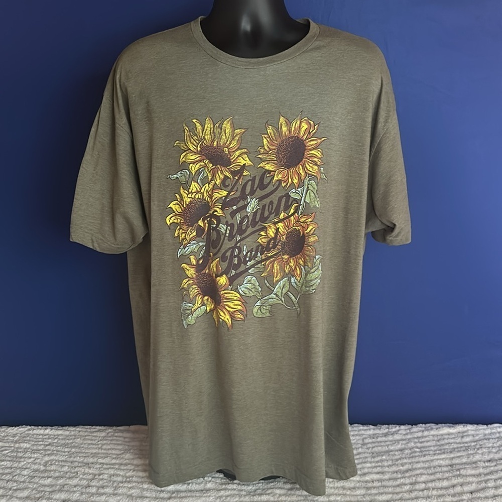Zac Brown Band Sunflower Logo Mens Size XXL Olive Green